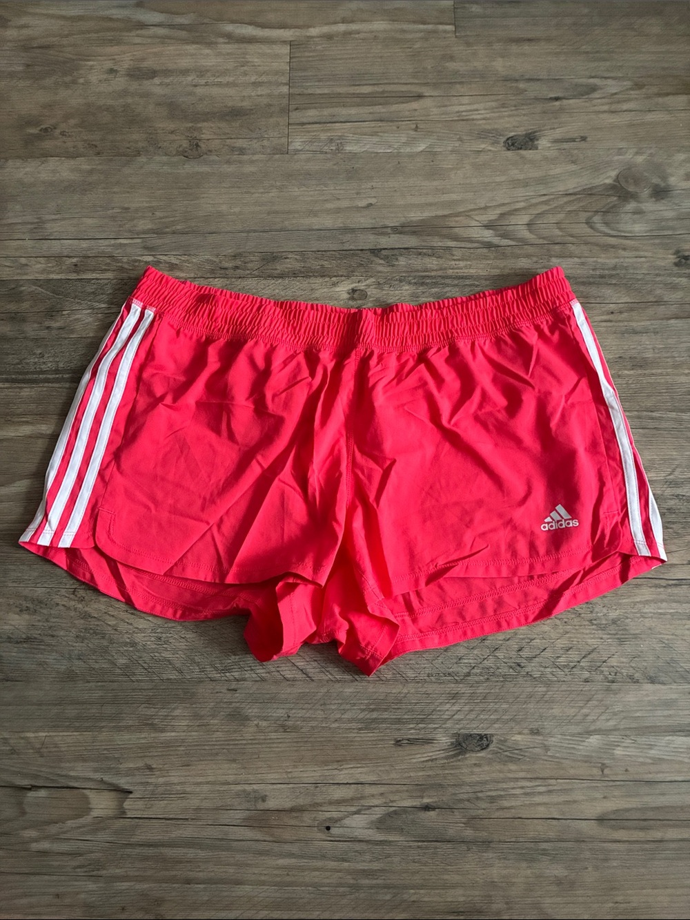 adidas Hot Pink Athletic Shorts with White Stripes